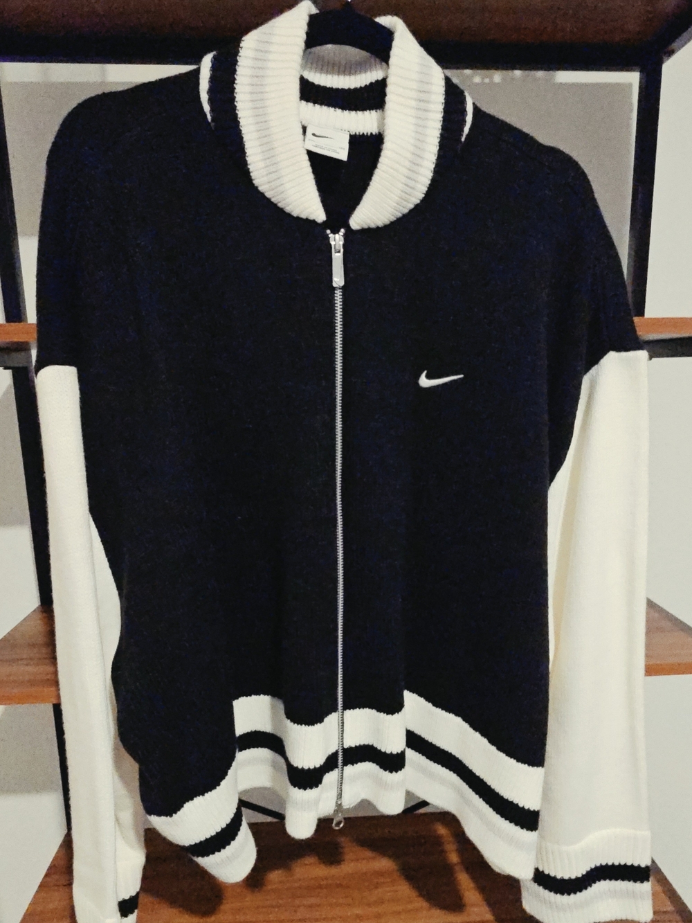 Nike Sportswear - Black and White Full-Zip  Sweater Jacket